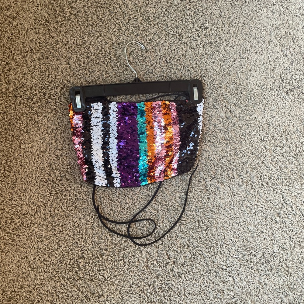 Meek rainbow sequenced crop top size S